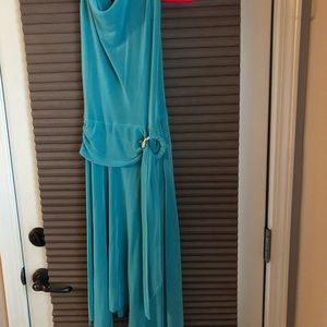 Cache halter dress, aqua in color